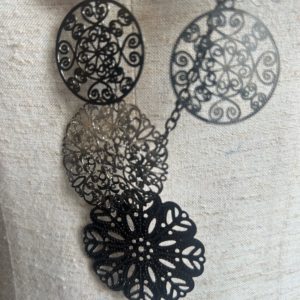 Black Filigree Statement Necklace
